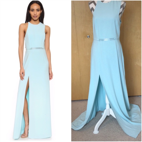 Halston sleeveless CREPE GOWN WITH BACK DRAPE - Picture 3 of 8